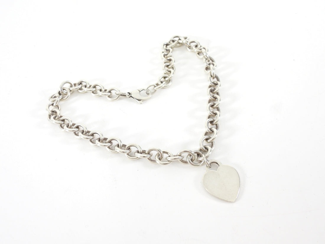Tiffany & Co. Sterling Silver Plain Heart Tag Link Necklace