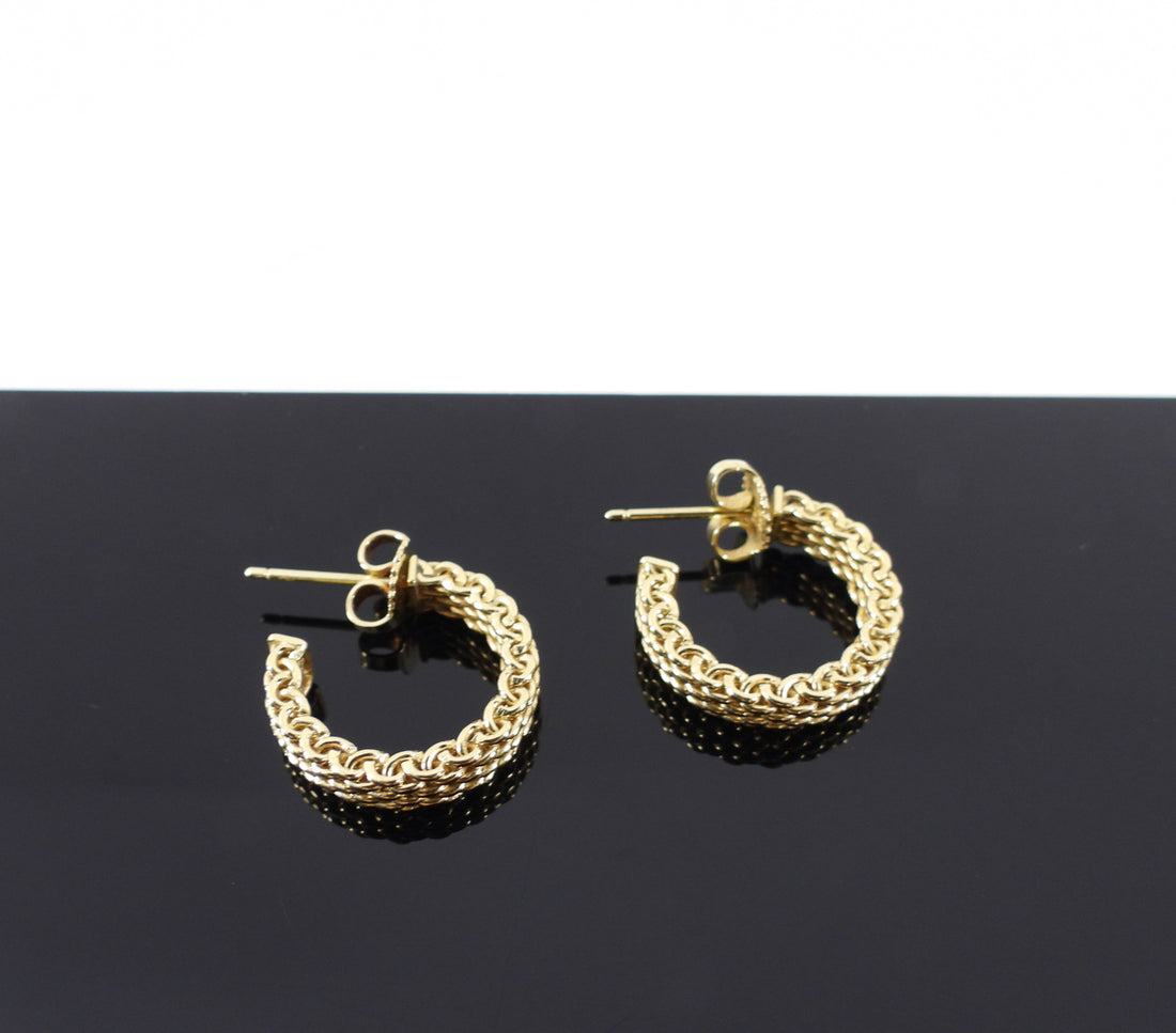 Tiffany & Co. 18k Yellow Gold Mesh Small Somerset Hoop Earrings