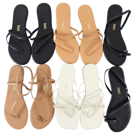 Tkees Flat Sandals - Lot of 5 Pairs Black Nude Ivory - 7