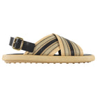Tod's Two-Tone Beige Striped Raffia Woven Sandals - 39.5