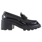 Tod's Black Leather T-Plaque Block Heel Slip on Loafers - 35.5