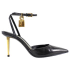Tom Ford Black Leather Padlock Ankle Strap Pumps - 36