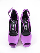 Tom Ford Purple Satin Peep Toe Platform Ankle Strap Pumps - 39.5