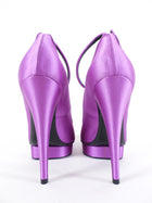 Tom Ford Purple Satin Peep Toe Platform Ankle Strap Pumps - 39.5