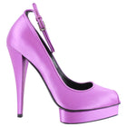 Tom Ford Purple Satin Peep Toe Platform Ankle Strap Pumps - 39.5