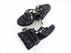 Tom Ford Black 115mm Raffia Wedge Wrap Lock Sandals - 39.5