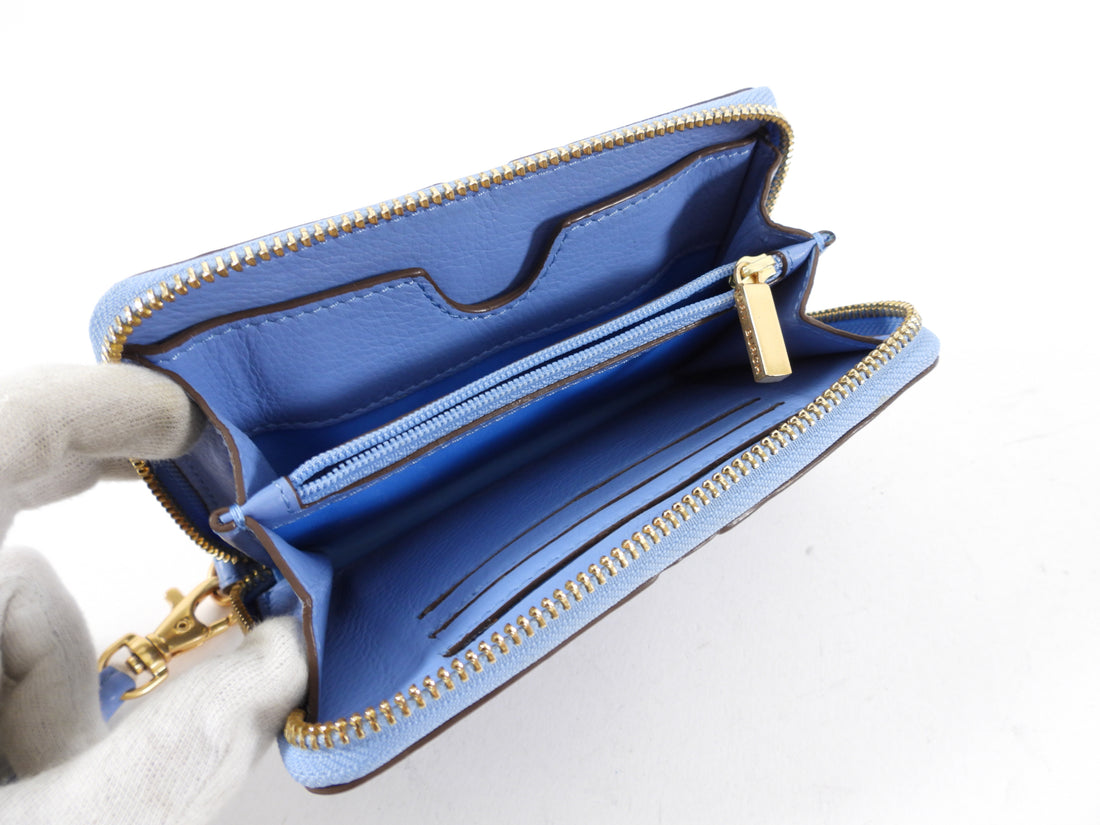 Tory Burch Blue Leather Small Wristlet Wallet