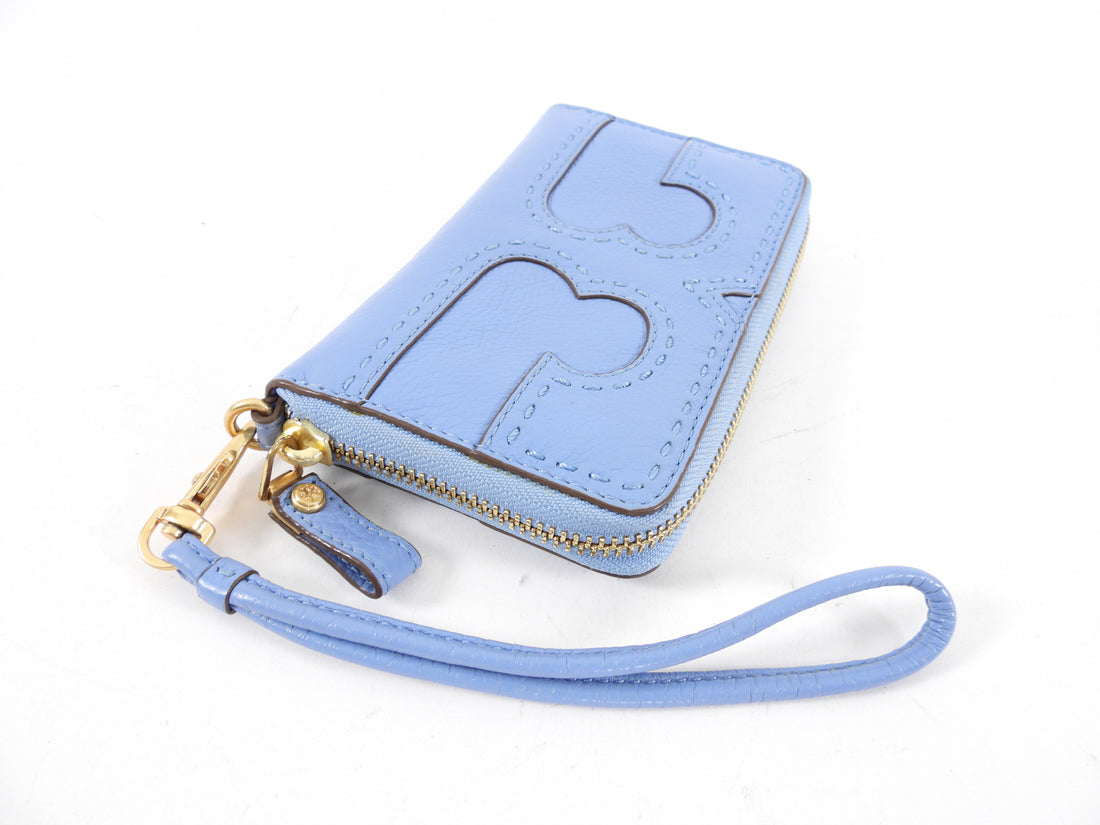 Tory Burch Blue Leather Small Wristlet Wallet