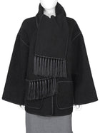 Toteme Black Boiled Wool Embroidered Edge Scarf Jacket - 34