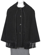 Toteme Black Boiled Wool Embroidered Edge Scarf Jacket - 34