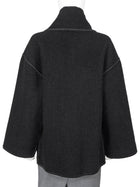 Toteme Black Boiled Wool Embroidered Edge Scarf Jacket - 34