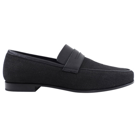 Toteme Black Canvas and Leather The Canvas Penny Loafer 37