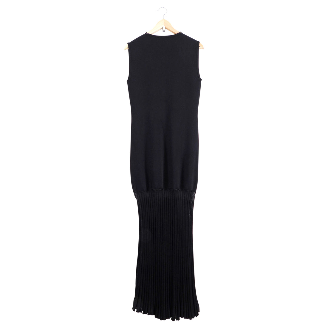 Toteme Black Knit Jersey Sleeveless Long Plisse Knit Gown - M