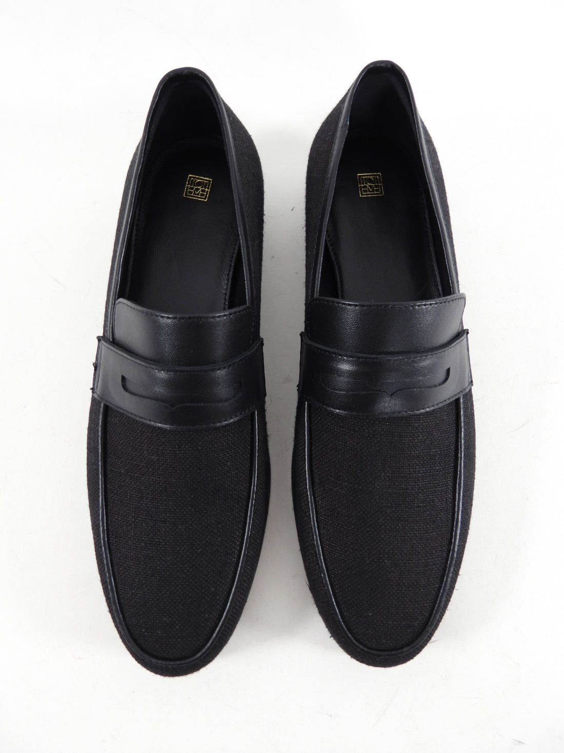 Toteme Black Canvas and Leather The Canvas Penny Loafer 37