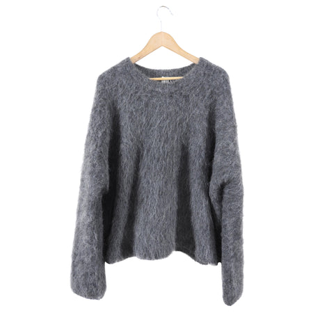 Toteme Grey Boxy Alpaca Knit Pullover Sweater - XS - L