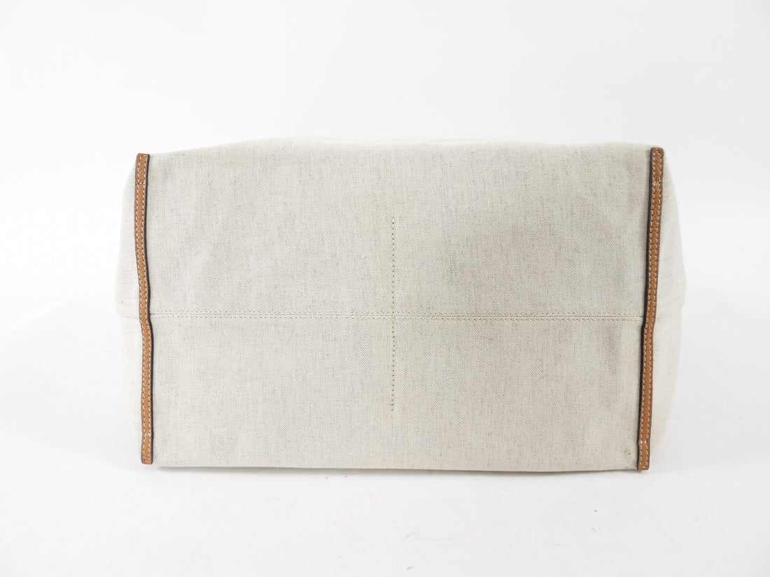 Toteme Large Canvas Tote Bag with Tan Leather Trim