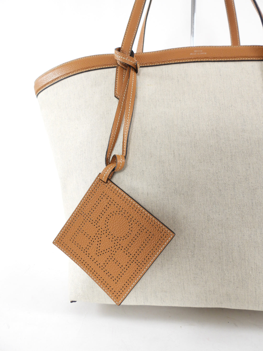 Toteme Large Canvas Tote Bag with Tan Leather Trim