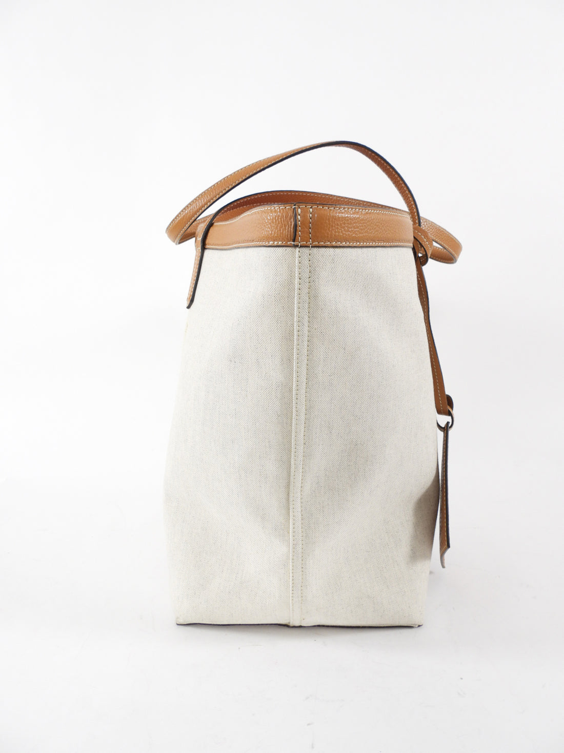 Toteme Large Canvas Tote Bag with Tan Leather Trim
