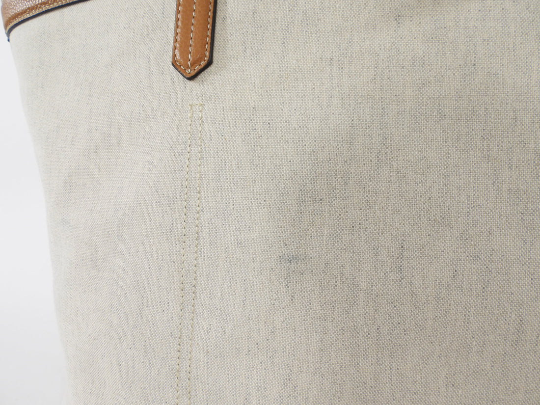 Toteme Large Canvas Tote Bag with Tan Leather Trim