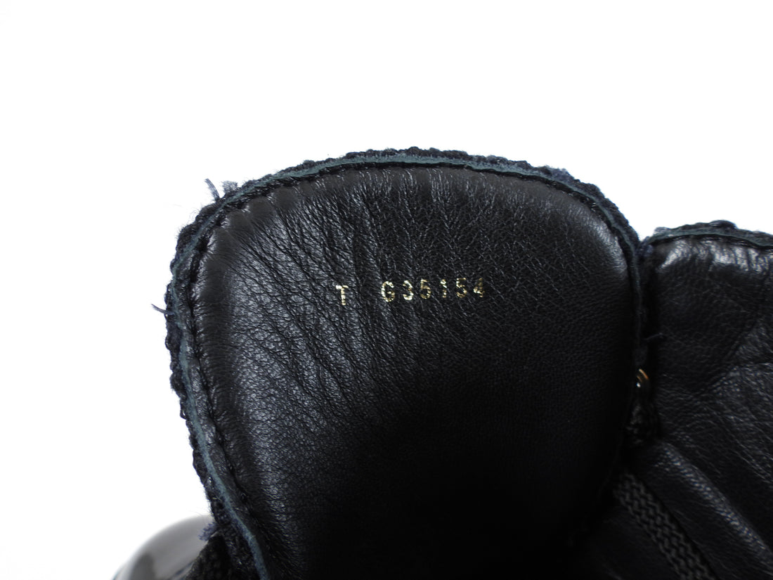 Chanel Black Tweed CC Pearl Cap Toe Lace Up Ankle Boots - 40C