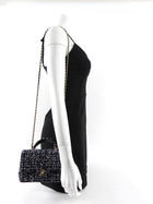 Chanel 24P Black and White Fantasy Tweed Mini Top Handle Chain Bag