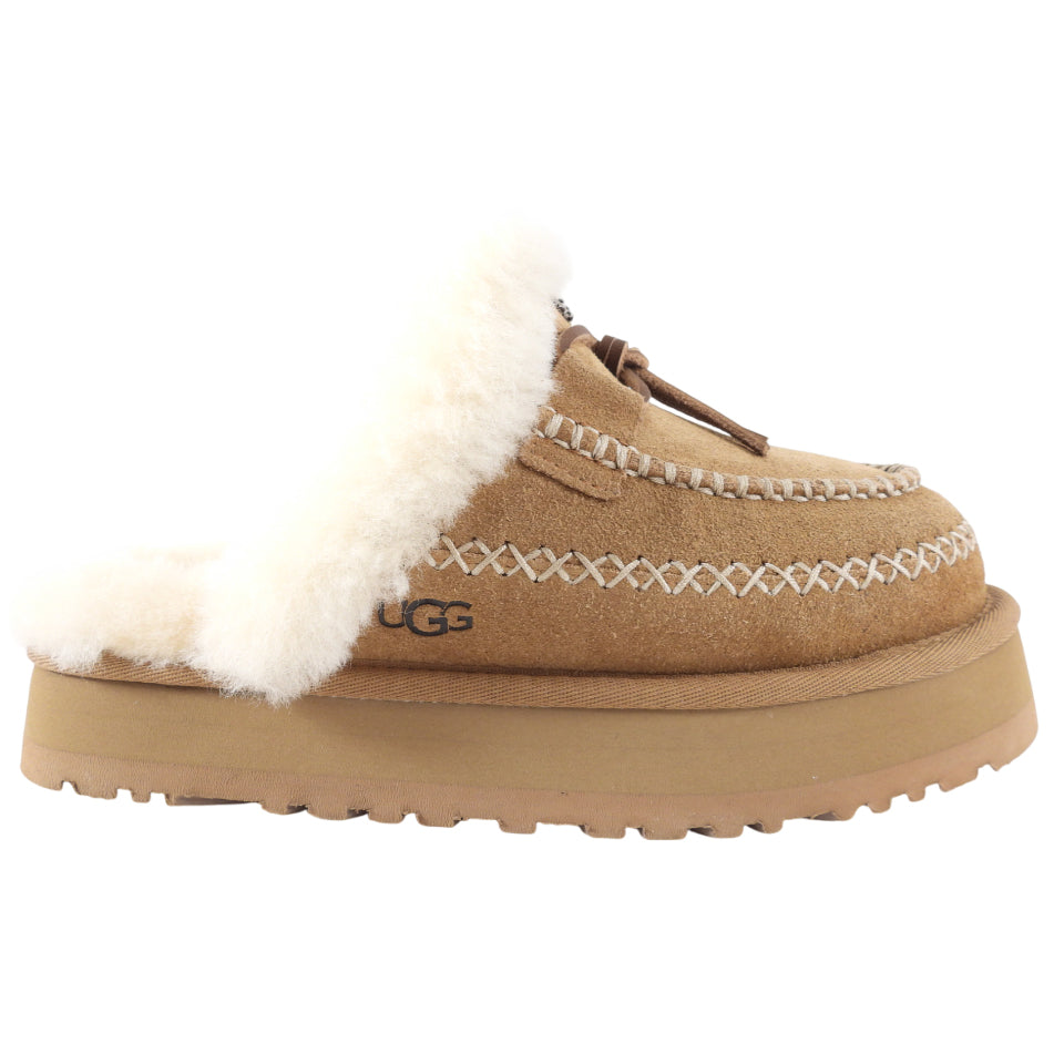 UGG Disquette Alpine Tan Shearling Platform Slippers - 7