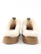 UGG Disquette Alpine Tan Shearling Platform Slippers - 7