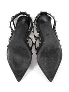 Valentino Black Leather Rockstud Ankle Strap Cage Pointed Pumps - 37