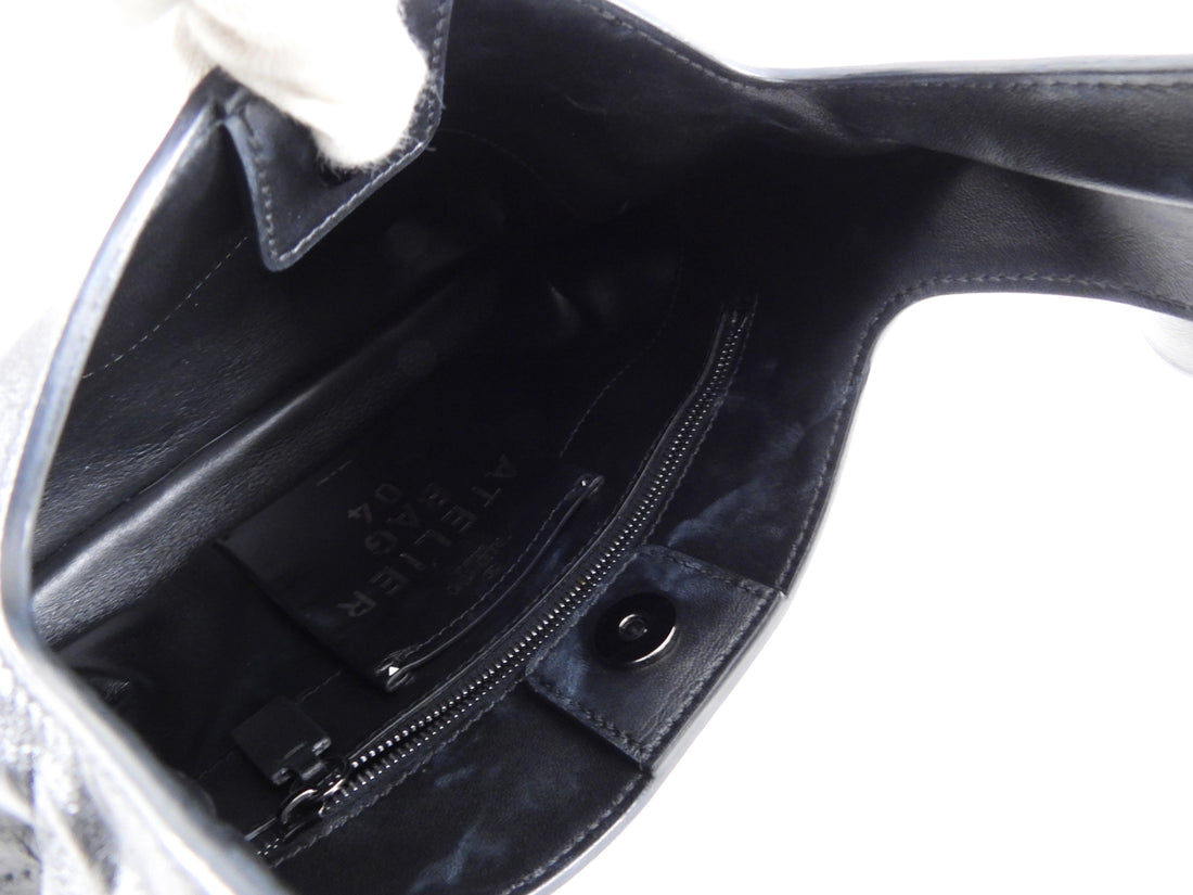 Valentino Atelier Small Black Leather Ruffle Hobo