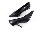 Valentino Black Leather Rock Stud Pointed Pumps - 40.5