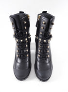 Valentino Rock Stud Black Leather Rubber Ankle Boots - 36.5 / 37