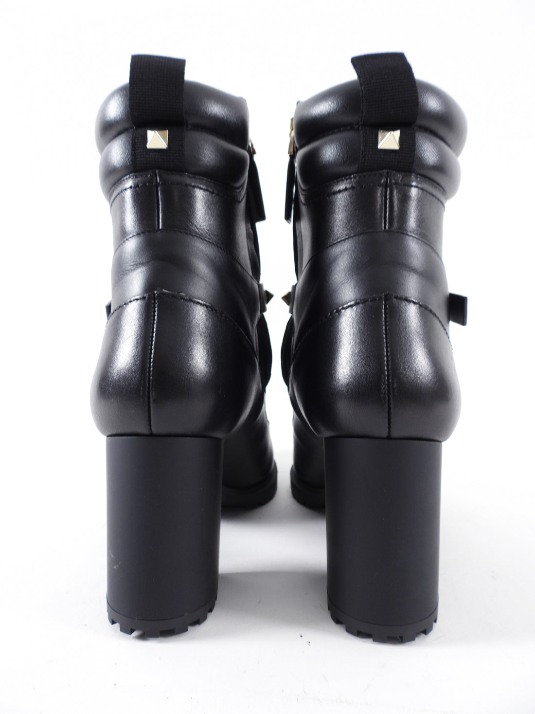 Valentino Rock Stud Black Leather Rubber Ankle Boots - 36.5 / 37