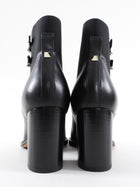 Valentino Black Rockstud Leather Block Heel Ankle Boots - 36