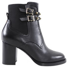 Valentino Black Rockstud Leather Block Heel Ankle Boots - 36