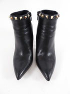 Valentino Black Leather Rockstud Zip Ankle Boot -36
