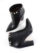 Valentino Black Leather Rockstud Zip Ankle Boot -36