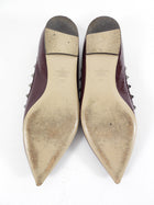Valentino Garavani Burgundy Patent Leather Rockstud Pointed Flats - 39.5