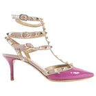 Valentino Magenta Patent Nude Rockstud Cage Heels - 37
