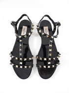 Valentino Black Rubber Rockstud Open Toe Sandals - 37