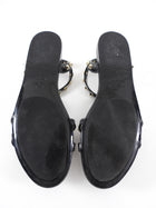 Valentino Black Rubber Rockstud Open Toe Sandals - 37