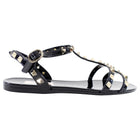 Valentino Black Rubber Rockstud Open Toe Sandals - 37