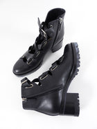 Valentino Black Leather Laced Ankle Boots - 40