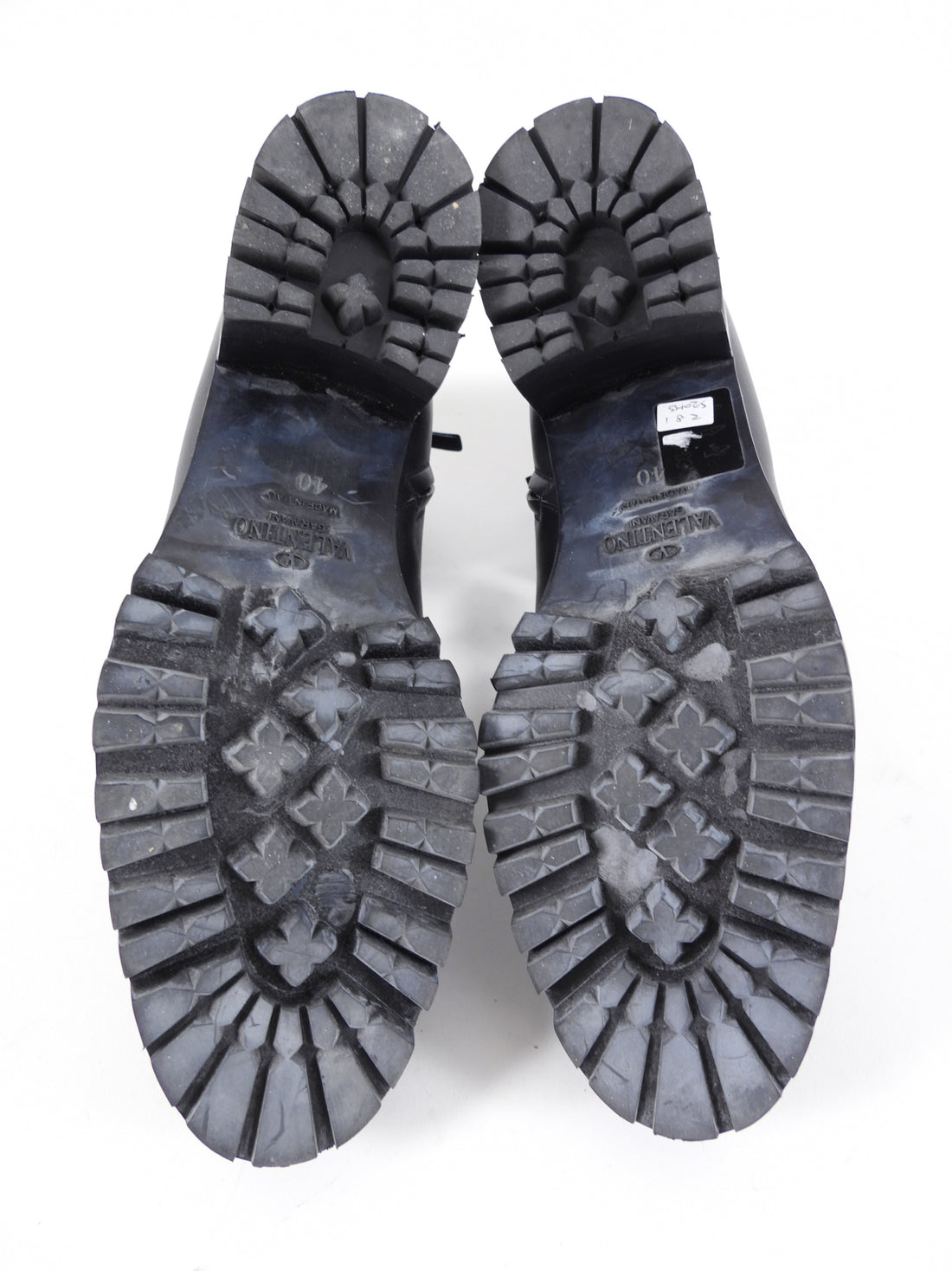 Valentino Black Leather Laced Ankle Boots - 40