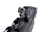 Valentino Black Leather Laced Ankle Boots - 40