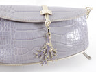 Valentino Pale Lilac Croc-Embossed Baguette Chain Bag