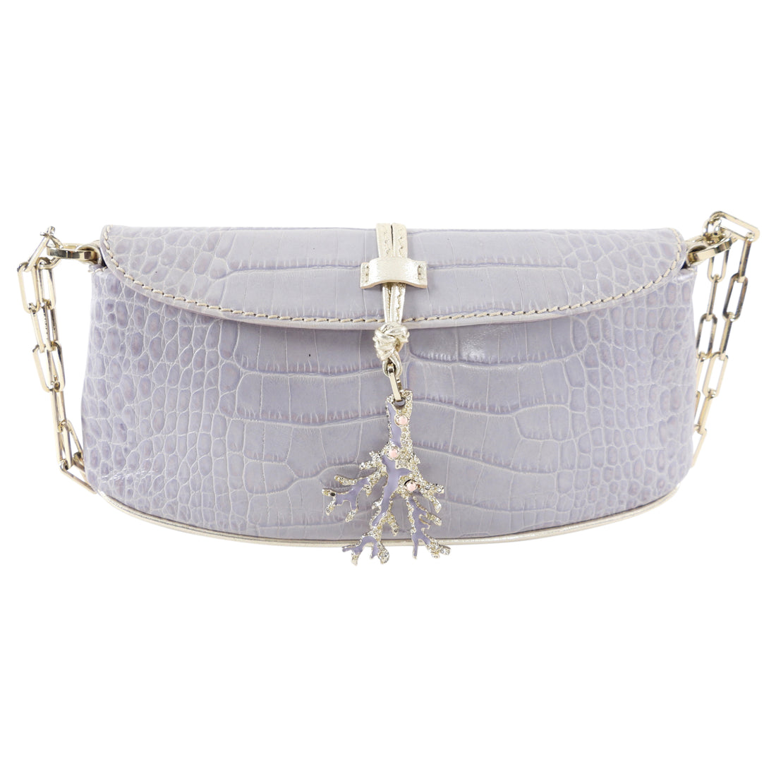 Valentino Pale Lilac Croc Embossed Baguette Chain Bag I MISS YOU VINTAGE