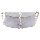 Valentino Pale Lilac Croc-Embossed Baguette Chain Bag