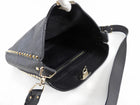 Valentino Garavani Black Grained Leather Rockstud Flip Lock Crossbody Messenger Bag