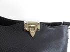 Valentino Garavani Black Grained Leather Rockstud Flip Lock Crossbody Messenger Bag