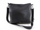 Valentino Garavani Black Grained Leather Rockstud Flip Lock Crossbody Messenger Bag